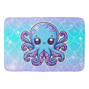 Alfombrilla De Baño Pulpo azul lindo
