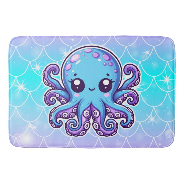 Alfombrilla De Baño Pulpo azul lindo (Anverso)