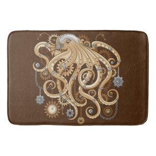 Alfombrilla De Baño Pulpo Steampunk Retro Fantasía Mecánica
