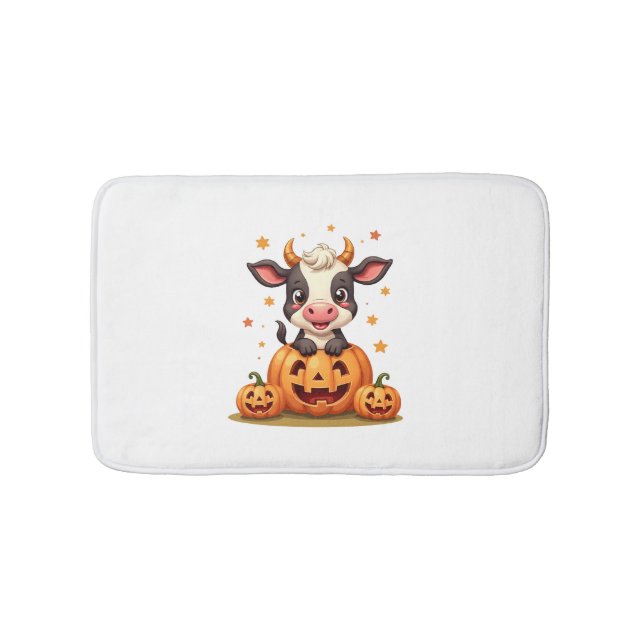 Alfombrilla De Baño Pumpkin Patch Cow (Anverso)