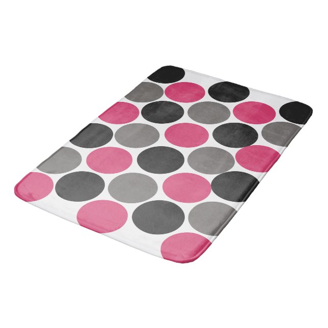 Alfombrilla De Baño Punto de Polika rosa y gris (Angular)
