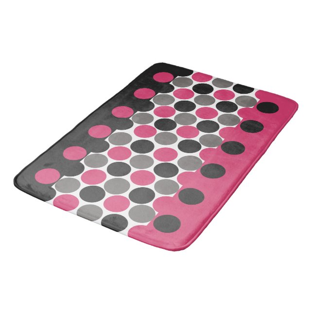 Alfombrilla De Baño Punto de Polika rosa y gris (Angular)