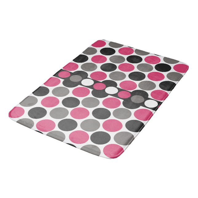 Alfombrilla De Baño Punto de Polika rosa y gris (Angular)