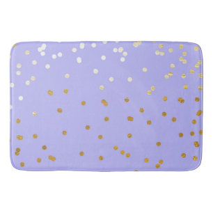 Alfombrilla De Baño Puntos de confeti púrpura y dorado Glamour Moderno