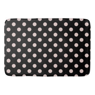 Alfombrilla De Baño Puntos de lunares rosas claros Black & Blush