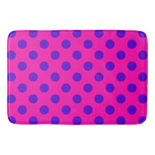 Alfombrilla De Baño Puntos de polka azul en fuchsia
