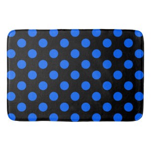 Alfombrilla De Baño Puntos de polka azul y negro