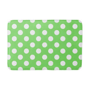Alfombrilla De Baño Puntos de polka blanco sobre verde manzana