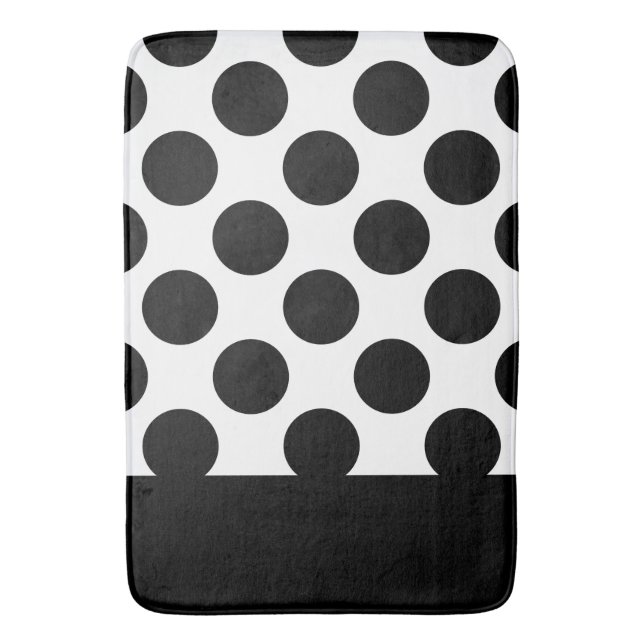 Alfombrilla De Baño Puntos de polka blanco y negro   (Frente vertical)