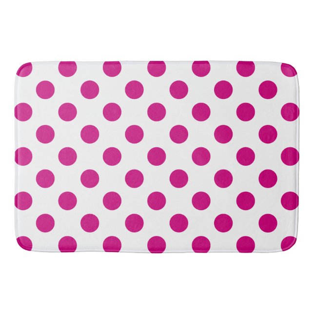 Alfombrilla De Baño Puntos de polka de Fuchsia (Anverso)