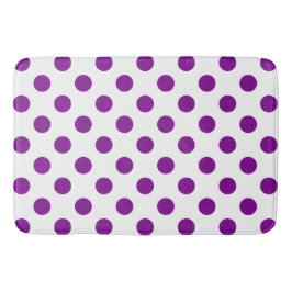 Alfombrilla De Baño Puntos de polka morado y blanco