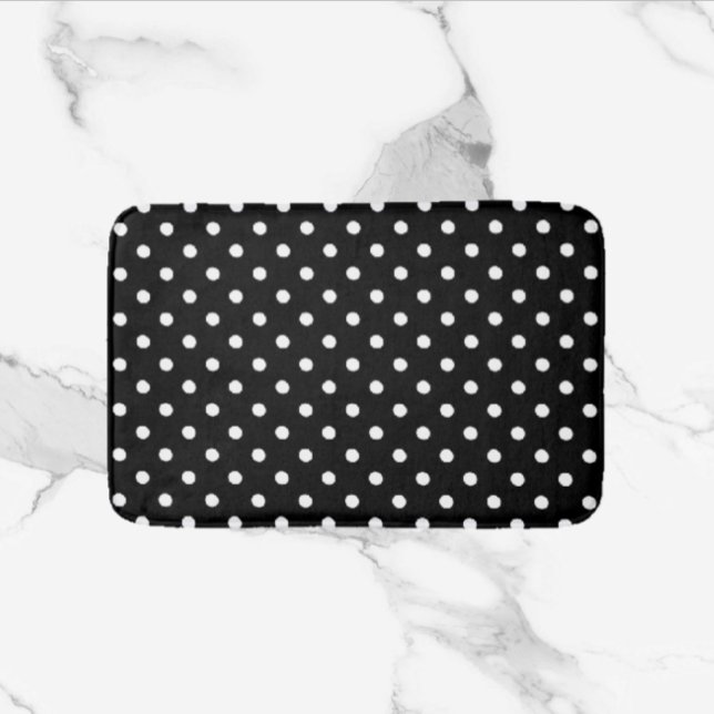 Alfombrilla De Baño Puntos de polka negros y blancos (Subido por el creador)