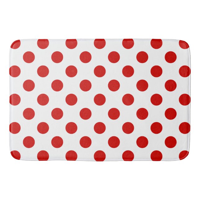 Alfombrilla De Baño Puntos de polka rojos y blancos (Anverso)