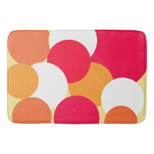 Alfombrilla De Baño Puntos de polka rosa, Naranja y amarillo