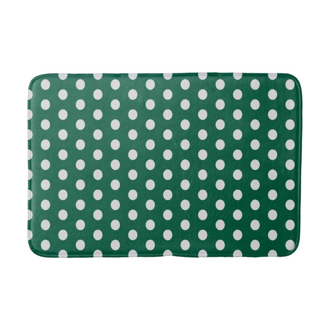 Alfombrilla De Baño Puntos de polka verde y blanco (Anverso)