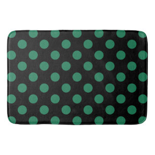 Alfombrilla De Baño Puntos de polka verdes y negros