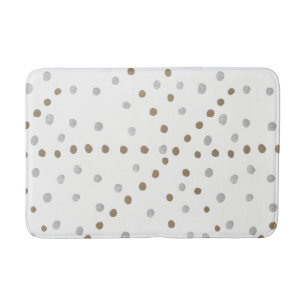 Alfombrilla De Baño Puntos del Polka Plateado y Oro