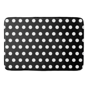 Alfombrilla De Baño Puntos modernos de polka en blanco y negro