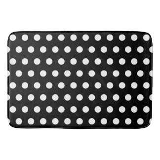 Alfombrilla De Baño Puntos modernos de polka en blanco y negro