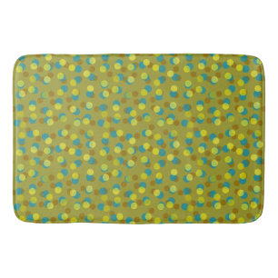 Alfombrilla De Baño puntos verdes, azul marino, amarillos y marrones