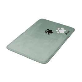 Alfombrilla De Baño Puppy Heart Paws Patrón Negro Y Blanco