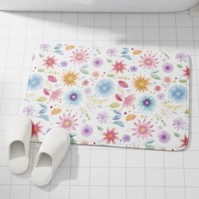 Alfombrilla De Baño Purple Blue Pink Boho Wildflower (Subido por el creador)