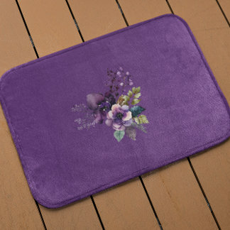 Alfombrilla De Baño Purple Floral Design Purple