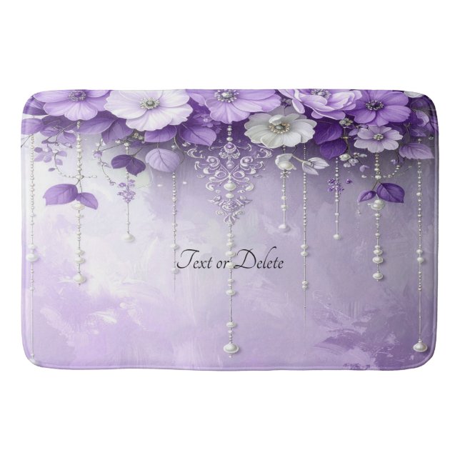 Alfombrilla De Baño Purple Flowers with Dangling Pearls Bath Mat (Anverso)