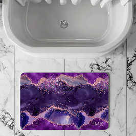 Alfombrilla De Baño Purple Glittery Agate Texture