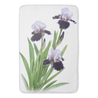Alfombrilla De Baño Purple Iris Flowers Botanical Art