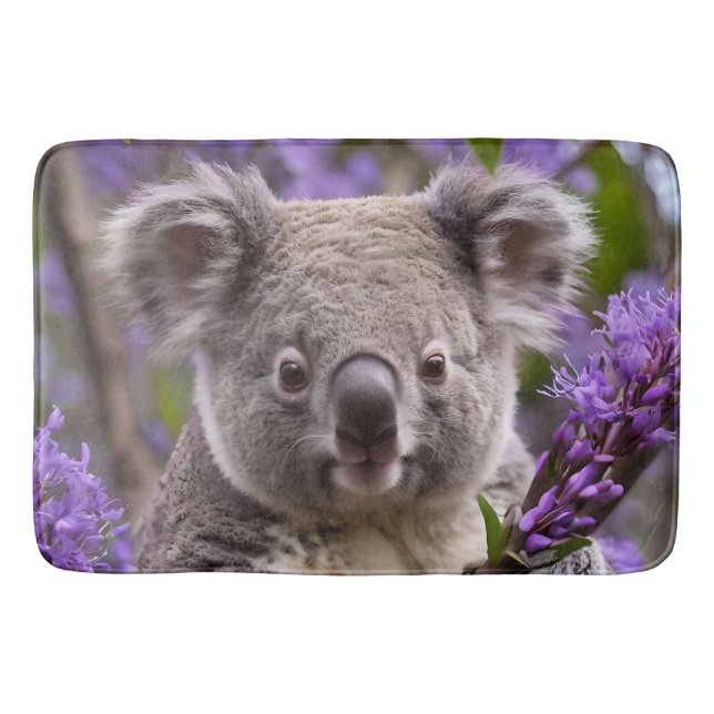 Alfombrilla De Baño Purple Jacaranda Koala Bear, (Anverso)