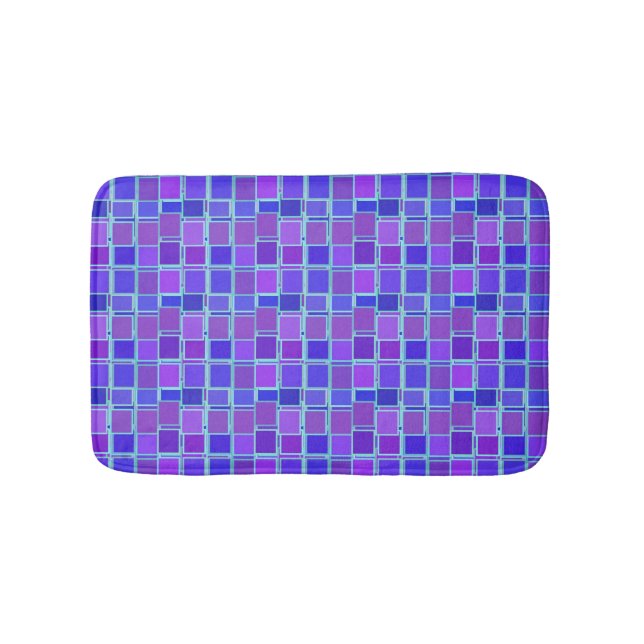 Alfombrilla De Baño Purple Mosaic Squares Tile Pattern (Anverso)