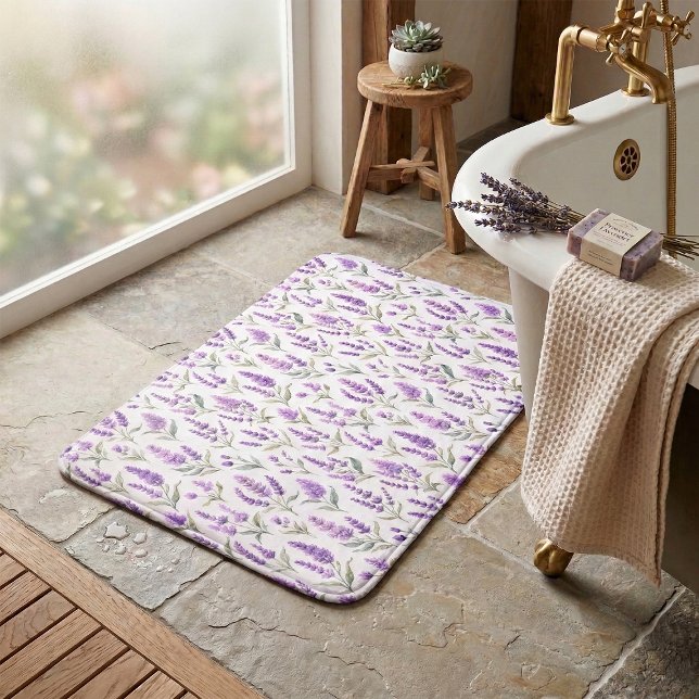 Alfombrilla De Baño Purple Sage Green Lavender Flowers (Subido por el creador)