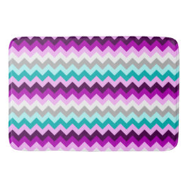 Alfombrilla De Baño Purple White Teal Chevrons Large Bath Mat