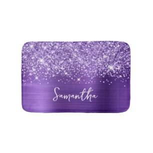 Alfombrilla De Baño Púrpura Amatista Brillante Glam Nombre