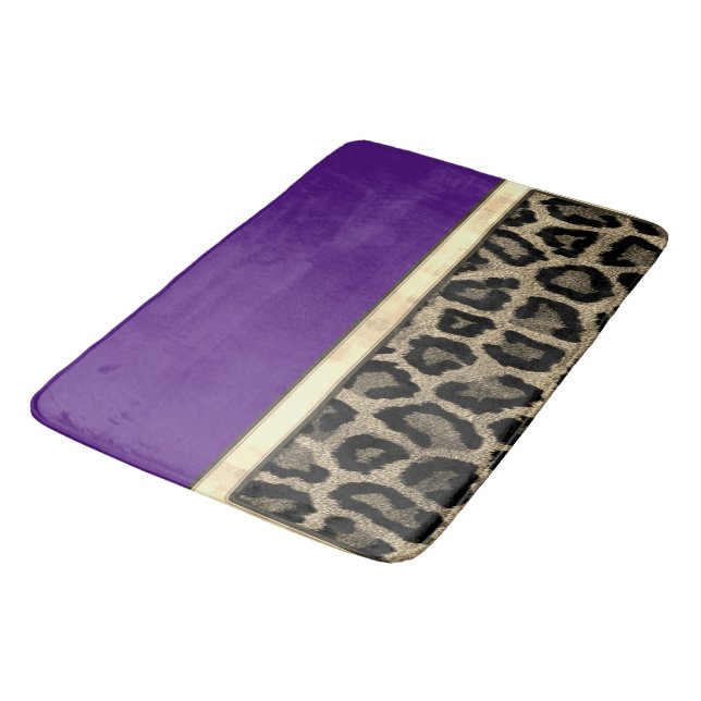 Alfombrilla De Baño Púrpura Profundo con impresión de leopardo (Angular)