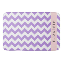 Alfombrilla De Baño Púrpura Zigzag, Púrpura Chevron, Tu Nombre