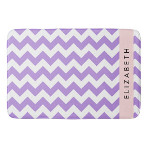 Alfombrilla De Baño Púrpura Zigzag, Púrpura Chevron, Tu Nombre