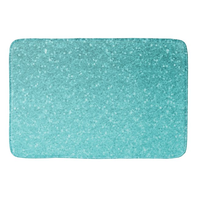 Alfombrilla De Baño Purpurina azul Aqua Sparkle Girly Glam Mermaid (Anverso)