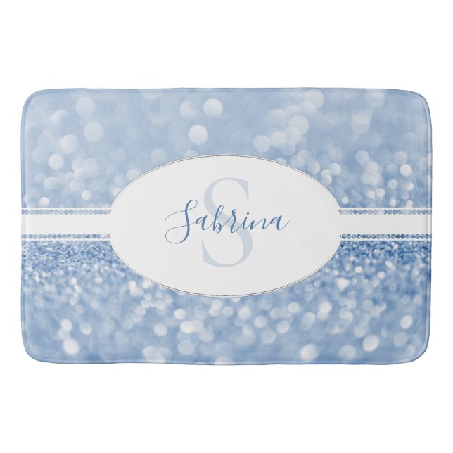 Alfombrilla De Baño Purpurina azul personalízate Bath Mat (Anverso)