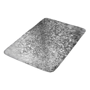 Alfombrilla De Baño Purpurina de Bokeh gris plateado #1 (Purpurina fal
