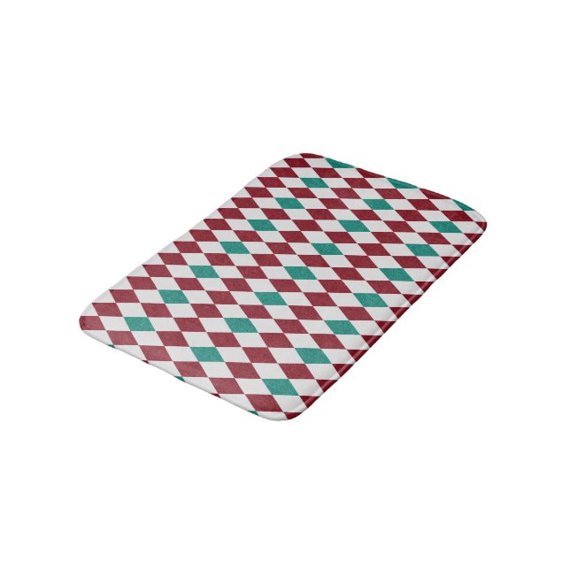 Alfombrilla De Baño Purpurina de diamantes rojos y azules (Angular)