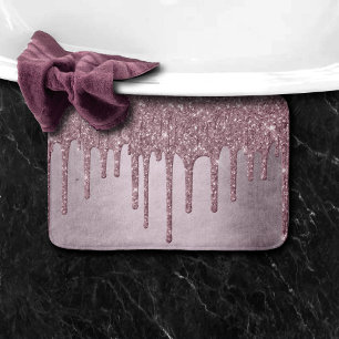 Alfombrilla De Baño Purpurina de gota Dusty Melaza Rosa Shimmer