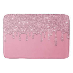 Alfombrilla De Baño Purpurina de goteo rosa ligero