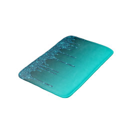 Alfombrilla De Baño Purpurina de goteo verde azulado