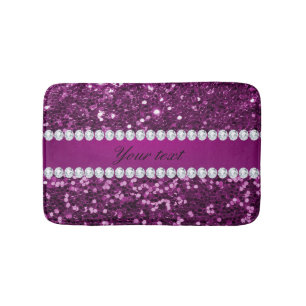 Alfombrilla De Baño Purpurina de imitación púrpura y diamantes