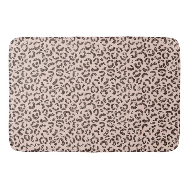 Alfombrilla De Baño Purpurina de leopardo marrón de chocolate de choco (Anverso)