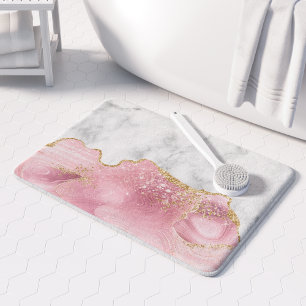 Alfombrilla De Baño Purpurina de oro del ápice rosa del pastel de márm