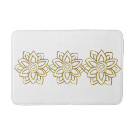 Alfombrilla De Baño Purpurina de oro Navidades de Poinsettia White