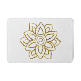 Alfombrilla De Baño Purpurina de oro Navidades de Poinsettia White